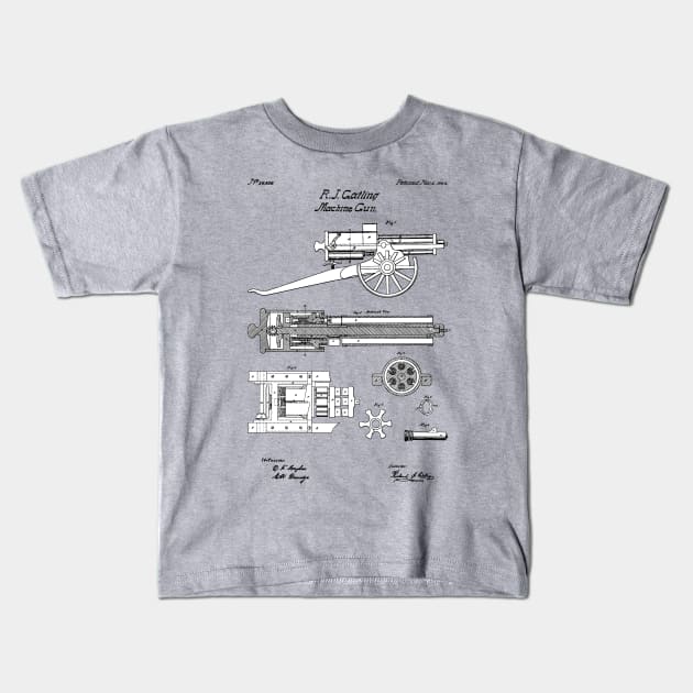 Gatling Gun Patent - 1862 Machine gun - SBpng Kids T-Shirt by SPJE Illustration Photography